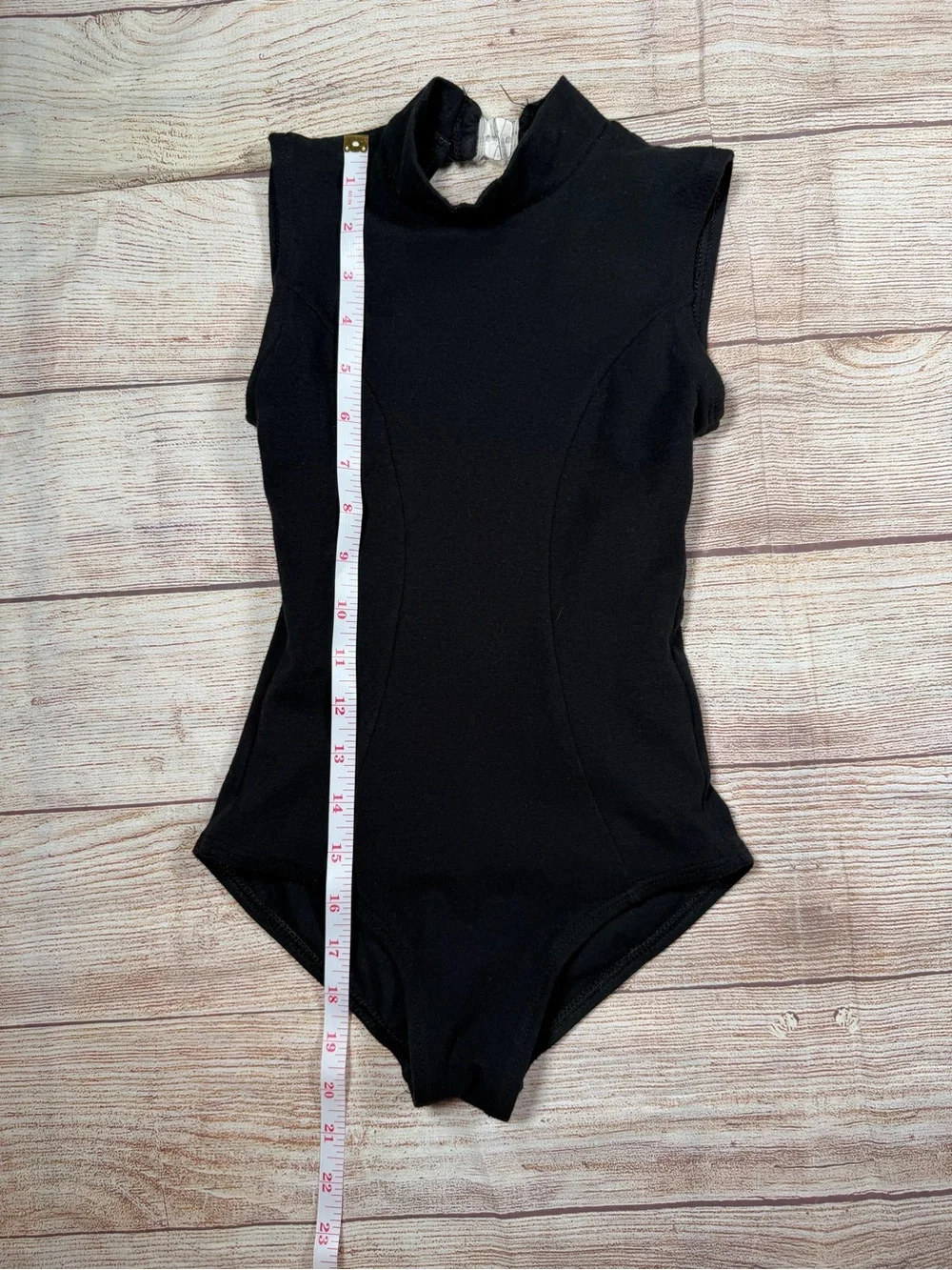 Kids Black Sleeveless Mock-Neck Open Back Leotard